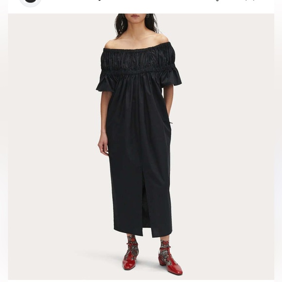 Rachel Comey black smocked Jen dress size XS new organic cotton midi - Picture 1 of 8